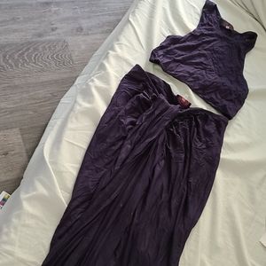 Dark purple skirt crop set